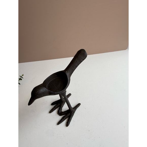 Cast Iron Bird Candle Holder | Tall Long Legs | Whimsical Cottagecore Farmhouse - Picture 3 of 6